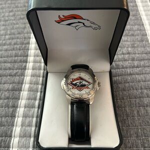 Denver bronco watch with a leather band like new needs battery